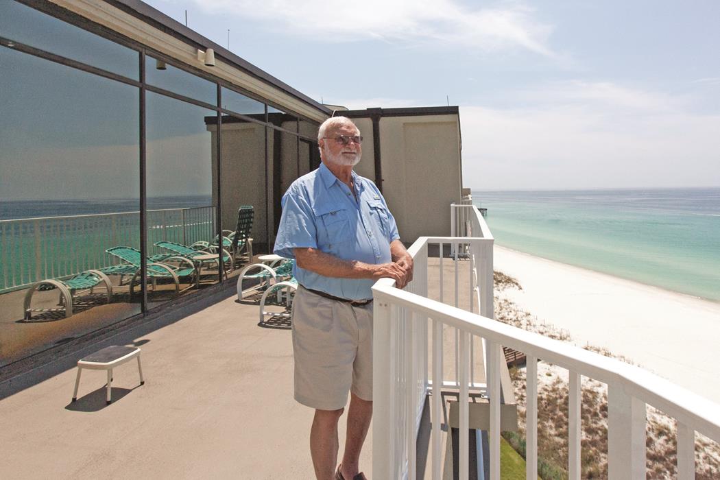 Johnny Patronis can watch the sun rise over the bay in the morning, and set over the Gulf in the evening as the floor-to-ceiling windows open up the views to the north and to  the south. 