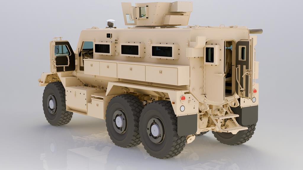 Pictured is a 3D parametric model of the Mine Resistant Ambush Protected (MRAP) Cougar CAT II A2 variant. The 3D model was produced by the Expeditionary 3D Modeling and Laser Scanning Center in 2014 to support warfare systems required by joint forces and the Department of the Navy for Expeditionary Maneuver Warfare. The model is composed of over 3,500 unique parts and assembly files, each with embedded logistics and engineering information. (Photo by Ron Newsome, NSWC PCD).